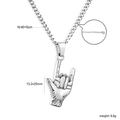 Detail of silver gesture pendant necklace with size specs 40+5cm and 13.2x25mm dimensions - Hand Gesture Style - Silver (NE2G5601S)
