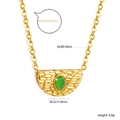 Dettaglio del ciondolo ovale placcato oro 18K con pietra verde e misure catena - Oro/Pietra Verde (NE2D350JG)