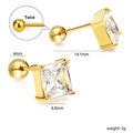 Detailansicht goldene quadratische Ohrstecker mit 4mm Schraubverschluss und Maßen - Goldene quadratische Ohrstecker (EA63100AG)