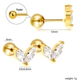 Pendientes de acero dorado con cristales marquesa blancos y cierre de rosca seguro - Estilo Dorado de Brote de Circonita Marquise de Doble Hoja (EA63150AG)