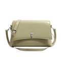 Vintage light green oil wax leather underarm bag with silver buckle and adjustable strap - Green