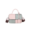 Bolso bandolera rosa y verde salvia con correa ancha de lona y etiqueta de cuero - Verde