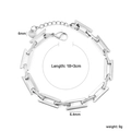 Polished 18K stainless steel link chain bracelet for women with lobster clasp and adjustable length - Silver (BC209918S)