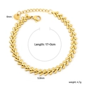 Bracciale punk in acciaio inossidabile dorato con maglie a foglia e moschettone, 17+3cm - Bracciale in Acciaio Inossidabile a Maglia Grano Dorato (BR293501G)