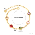 Goldenes Perlenarmband mit bunten Zirkonia-Herzen und verstellbarer Edelstahlkette - Mehrfarbiger Herzstil (BR26900MG)