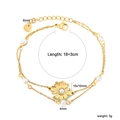 French style double-layered gold bracelet with irregular sunflower and white pearls - Sunflower Pearl Double Layer Style (BR28800AG)
