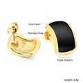 Dettagli orecchini rettangolari in acciaio placcato oro con smalto nero 10,6x15,8mm - Nero (EA59630BG)