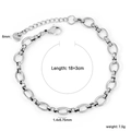 Minimalist stainless steel oval link chain bracelet with lobster clasp and extension chain - Silver Smooth Alternating Oval Style (BC211318S)