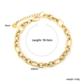 Minimalistisches 18K vergoldetes Edelstahl-Gliederkettenarmband mit ovalen Kettengliedern - Gold Strukturierter Ovaler Gliederstil (BC209718G)