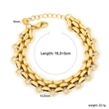 Détail du bracelet gourmette épais en acier inoxydable doré avec fermoir mousqueton et tag - Style Doré (BR293701G)