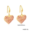 Dimensioni dettagliate degli orecchini a cuore in oro con cristalli rosa - Stile Cuore Rosa con Strass Oro (EA34170EG)