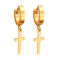 Klassische goldene Edelstahl-Ohrringe mit Kreuzanhänger und polierter Oberfläche im Set - Gold (EA510301G)