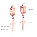 Detail of rose gold plated stainless steel cross pendant earring showing dimensions - Rose Gold (EA510301R)