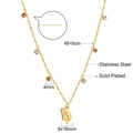 Detail view of gold plated stainless steel necklace with dimensions and material labels - Gold Tear Drop Cashew Style (NE29490MG)