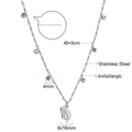 Detail of silver stainless steel necklace with orange zircons and leaf pendant - Silver Tear Drop Cashew Style (NE29490MS)