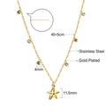 Detail of star pendant necklace with green and white zircons and size specifications - Gold Five-Pointed Star Style (NE29500MG)