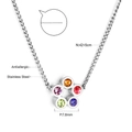 Detail van de 42+5cm roestvrijstalen ketting met meerkleurige bloemhanger en sluiting - Zilveren Stijl (NE29300MS)
