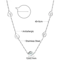 Dettagli della collana a foglia con catena 45+5cm e inserto in madreperla lucida - Collana a Foglia Cava d'Argento (NE29460AS)