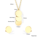 Detaillierte Größenangaben für vergoldetes Edelstahl-Halsketten- und Ohrring-Set - Drei-Scheiben-Stil (SE250501G) / Gold