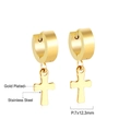 Dettaglio degli orecchini a cerchio in acciaio inossidabile dorato con croce e misure - Pendaglio Croce Oro (7x12,3 mm)(EA551201G) / Oro