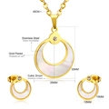 Gold plated stainless steel jewelry set with hollow circle shell pendants and zircon - Gold (SE901501G)