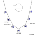 Détail du collier en acier inoxydable avec fleurs en cristal bleu et zoom sur la chaîne - Style Fleur Argent (NE2C230KS)