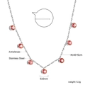 Dettaglio della collana in acciaio inossidabile placcata oro 18K con zirconi rosa tondi - Stile Zirconia Rosa Argento (NE2C250QS)