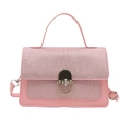 Sac à bandoulière rose en patchwork pailleté avec fermoir métal et sangle - Rose