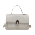 Sac à main argenté pailleté avec boucle métallique ronde de style minimaliste chic - Argent