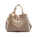 Sac seau beige en similicuir avec foulard décoratif et bandoulière réglable - Kaki