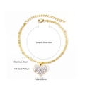 Details des 14K vergoldeten Edelstahl-Herzarmbands mit schimmerndem Zirkonia-Besatz - 14K Gold Herz Doppel-Layer Stil (BR234501K)