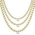 Two-tone silver and gold stainless steel Cuban chain necklaces in 6mm, 8mm, 10mm widths - Length 50cm / 6mm Gold and Silver Two-Tone (NC6051)