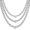 Comparison of silver stainless steel Cuban link chains in 6mm, 8mm, and 10mm widths - Length 50cm / 6mm Steel Silver (NC6051)