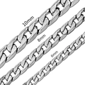 Detail of silver Cuban chains in 6mm 8mm and 10mm widths with embossed texture - Length 50cm / 8mm Steel Silver (NC8051)
