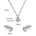 Details zu Silberschmuck-Set aus Edelstahl mit 6mm Zirkon-Anhänger und Ohrsteckern - Silber (SE252402S)