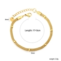 Detailed view of gold woven mesh chain bracelet with steel tag and lobster clasp - Gold Mesh Style (BR293601G)