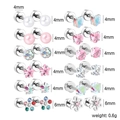 12 pairs of minimalist stainless steel earrings featuring stars, hearts and pearls - 12 Pairs Mixed Styles Set (ET11250MS) / 12 Pairs Set / Silver