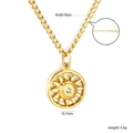 Detail of 18k gold sunflower necklace showing 40+5cm length and 13.1mm pendant size - Gold Sunburst Flower Style (NE2G970MG)
