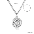 Minimalist sun pendant necklace in stainless steel with center zircon and dimensions - Silver Sunburst Flower Style (NE2G970MS)