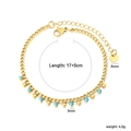 Pulsera de cadena de acero inoxidable dorado con cuentas azules y cierre de langosta - Estilo de Cuentas Redondas Azul Cielo (BR29530KG)