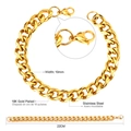 Dettaglio del bracciale a catena cubana da 10 mm in acciaio inossidabile placcato oro - Colore Oro(BC001122G)
