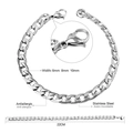 Detailed macro view of 10mm stainless steel Cuban link bracelet with engraved grid pattern - 6mm / Steel Color (BC600222S)