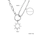 Edelstahl Sonnenanhänger Halskette mit asymmetrischem Doppelketten Design 18mm - Silberner Hohler Sonnenstil (NE2H7701S)