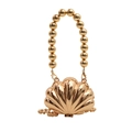 Mini golden shell-shaped metal evening bag with beaded handle and fine chain strap - Shell Inlay Gold Color