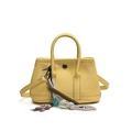 Sac seau en cuir jaune grainé avec poignées et bandoulière réglable amovible - Sans Pendentif / Petit / Jaune Poussin