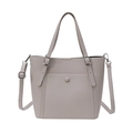 Borsa tote grigio chiaro in pelle martellata con manici e tracolla rimovibile - Grigio