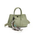 Sac fourre-tout vert clair en cuir litchi avec doubles poignées et décoration - Sans Pendentif / Petit / Vert menthe
