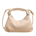 Chic cremefarbene Hobo-Tasche mit Raffungen, Tragegriff und abnehmbarem Schultergurt - Gebrochenes Weiß