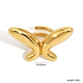 Anello aperto a farfalla in acciaio inossidabile placcato oro 18K, 37x23mm, 6,8g - Oro (RS000001G)