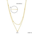 Detail of double-layer stainless steel gold necklace with bead accents and 4mm pendant - Gold Double Layer Single Zirconia Style (NE2H760AG)